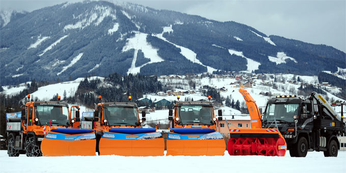 Unimogs bei der Ski WM in Schladming: Zum Vergrößern klicken!